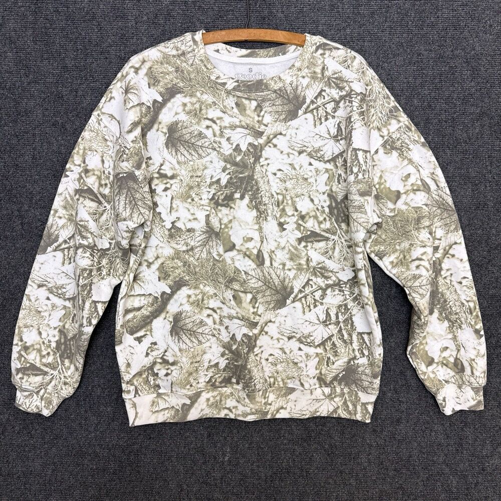 goodie two shoes white camo crewneck sweater Womens S